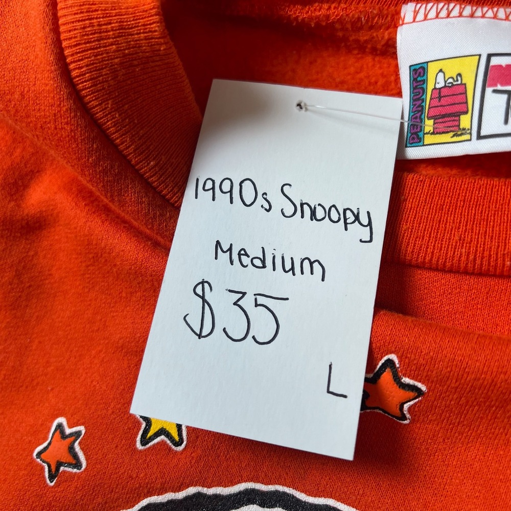 Peanuts Snoopy Sweatshirt Unisex Medium Orange Halloween Joe Cool Graphic 90s - Picture 10 of 10